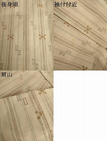 平和屋着物▽上質な紬　単衣　琉球絣文様　正絹　逸品　AABI7177cs