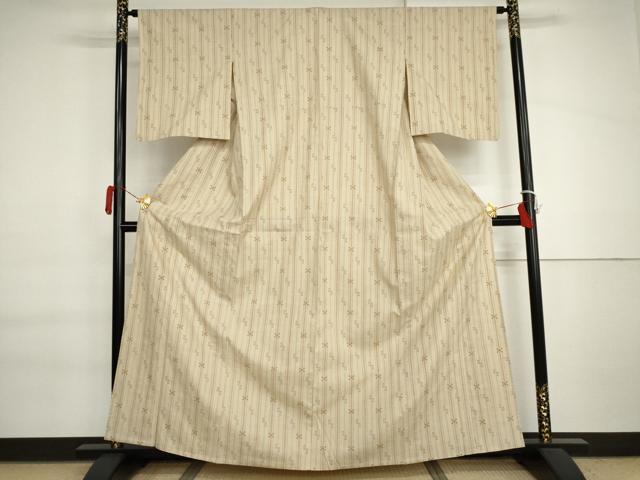 平和屋着物▽上質な紬　単衣　琉球絣文様　正絹　逸品　AABI7177cs