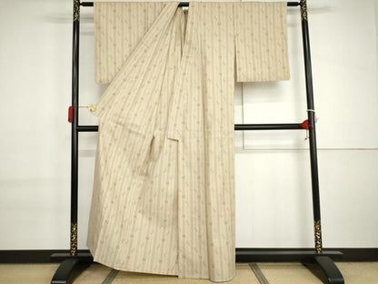 平和屋着物▽上質な紬　単衣　琉球絣文様　正絹　逸品　AABI7177cs