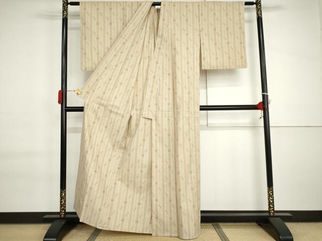 平和屋着物▽上質な紬　単衣　琉球絣文様　正絹　逸品　AABI7177cs