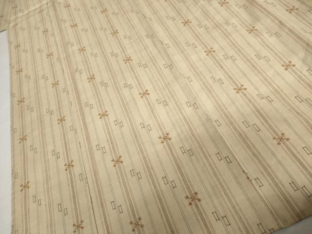 平和屋着物▽上質な紬　単衣　琉球絣文様　正絹　逸品　AABI7177cs