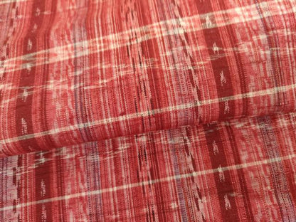 平和屋着物▽上質な紬　単衣　格子　正絹　逸品　AABI7178cs