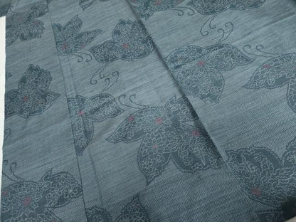 平和屋着物▽本場大島紬　単衣　花蝶文　正絹　逸品　AABI7181cs