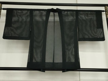 平和屋着物▽羽織　スリーシーズン　春夏秋　塵除け　黒地　正絹　逸品　未使用　AABI7182cs