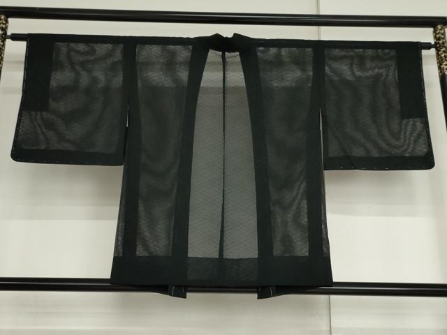 平和屋着物▽羽織　スリーシーズン　春夏秋　塵除け　黒地　正絹　逸品　未使用　AABI7182cs