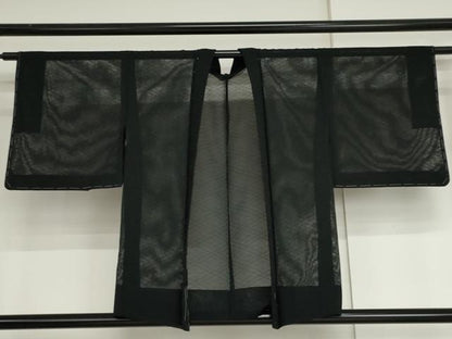 平和屋着物▽羽織　スリーシーズン　春夏秋　塵除け　黒地　正絹　逸品　未使用　AABI7182cs