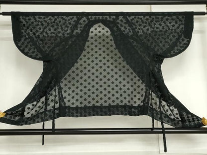 平和屋着物▽道中着　スリーシーズン　春夏秋　塵除け　黒地　正絹　逸品　AABI7183cs