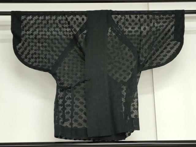 平和屋着物▽道中着　スリーシーズン　春夏秋　塵除け　黒地　正絹　逸品　AABI7183cs