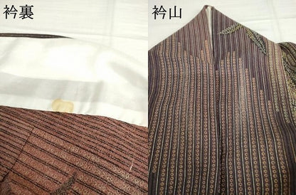平和屋着物▽上質な小紋　単衣　鹿の子笹文　暈し染め　正絹　逸品　AABI7188cs
