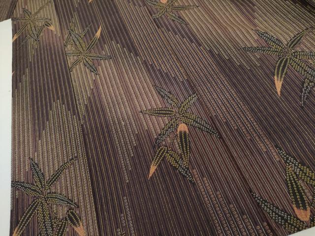 平和屋着物▽上質な小紋　単衣　鹿の子笹文　暈し染め　正絹　逸品　AABI7188cs