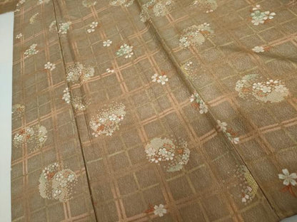 平和屋着物▽上質な小紋　単衣　鹿の子雪輪　舞桜　正絹　逸品　AABI7190cs