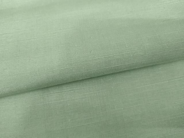 平和屋着物▽上質な紬　単衣　色無地　白緑色　正絹　逸品　AABI7191cs