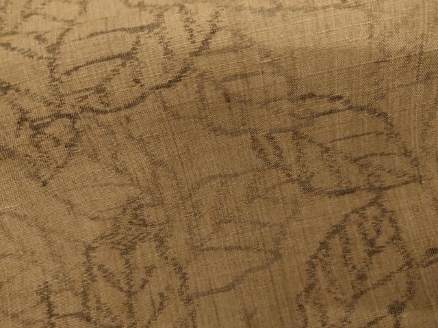 平和屋着物▽上質な紬　単衣　葉尽くし　正絹　逸品　AABI7192cs