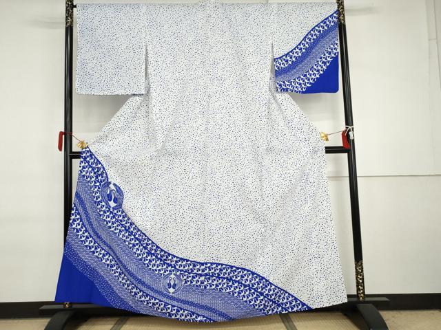 平和屋着物▽訪問着　単衣　翠秀珠泉　双鶴丸文　洗える着物　AABI7197cs