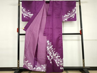 平和屋着物▽訪問着　単衣　枝葉文　金彩　洗える着物　AABI7198cs