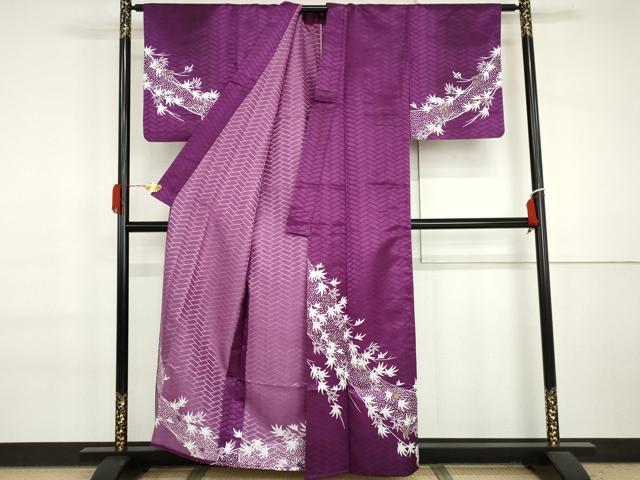 平和屋着物▽訪問着　単衣　枝葉文　金彩　洗える着物　AABI7198cs