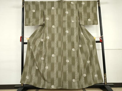 平和屋着物▽上質な小紋　単衣　雪輪に跳び兎　正絹　逸品　AABI7199cs