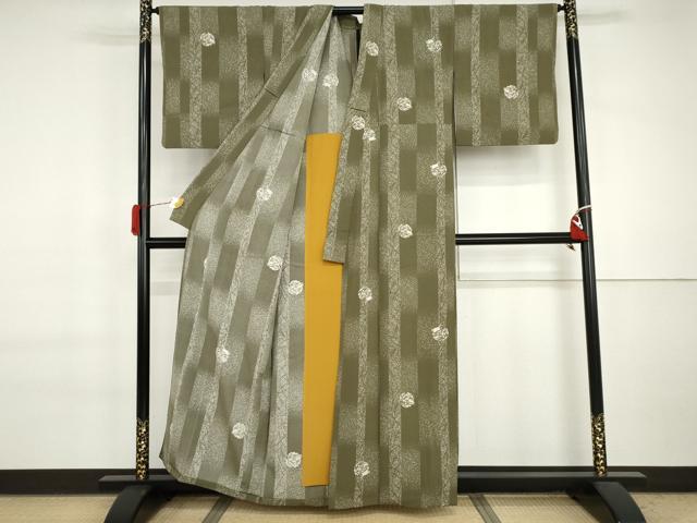 平和屋着物▽上質な小紋　単衣　雪輪に跳び兎　正絹　逸品　AABI7199cs