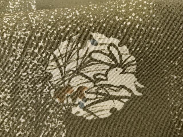 平和屋着物▽上質な小紋　単衣　雪輪に跳び兎　正絹　逸品　AABI7199cs