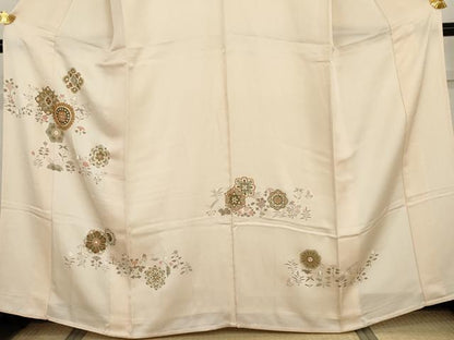 平和屋着物▽訪問着　単衣　駒刺繍　正倉院花唐草文　正絹　逸品　AABI7200cs
