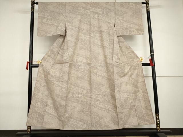 平和屋着物▽本場結城紬　重要無形文化財　単衣　100亀甲　吉祥花唐草文　正絹　逸品　AABI7204cs