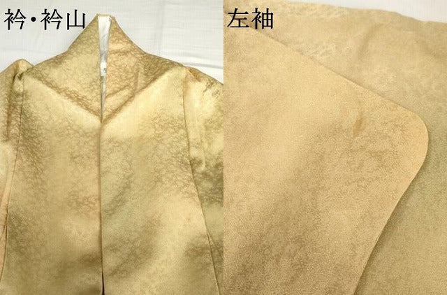 平和屋着物▽訪問着　単衣　手描き　刺繍　枝花文　暈し染め　正絹　逸品　AABI7205cs