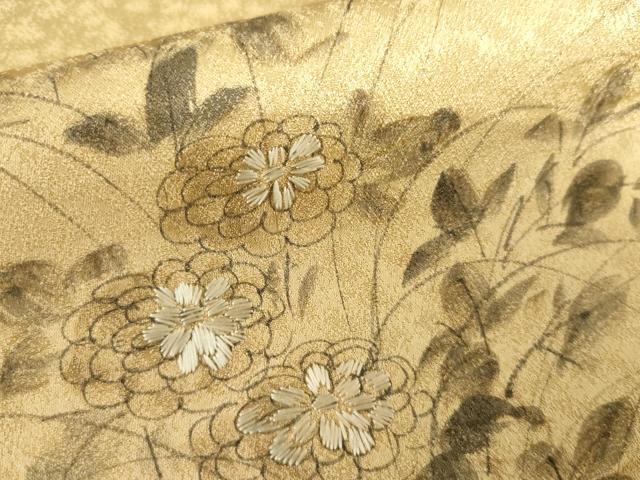 平和屋着物▽訪問着　単衣　手描き　刺繍　枝花文　暈し染め　正絹　逸品　AABI7205cs
