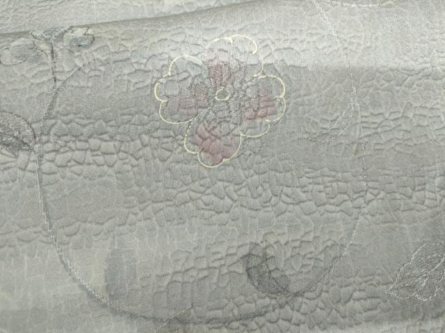平和屋着物▽上質な小紋　単衣　地紋起こし　花唐草文　暈し染め　正絹　逸品　AABI7209cs