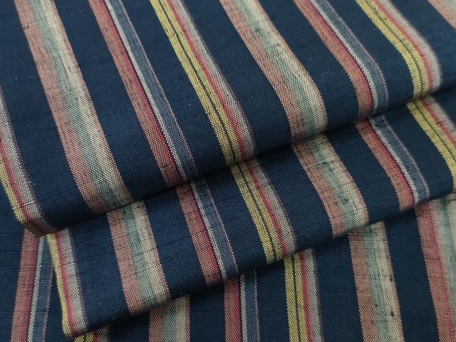 平和屋着物▽上質な紬　単衣　縞　正絹　逸品　AABI7210cs