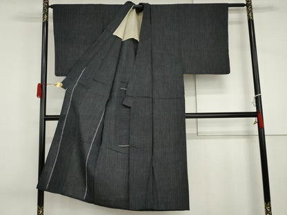 平和屋着物▽男性　単衣　縞　正絹　逸品　AABI7212cs