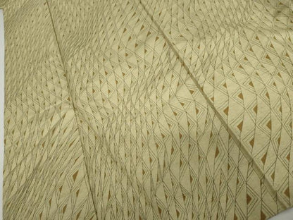 平和屋着物▽上質な紬　単衣　幾何学文様　正絹　逸品　AABI7215cs