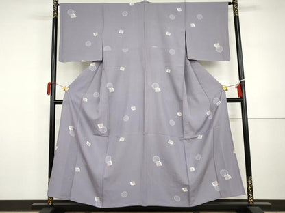 平和屋着物▽上質な小紋　単衣　桜源氏香　源氏車　やまと誂製　正絹　逸品　AABI7216cs