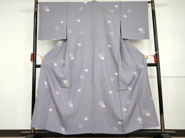 平和屋着物▽上質な小紋　単衣　桜源氏香　源氏車　やまと誂製　正絹　逸品　AABI7216cs
