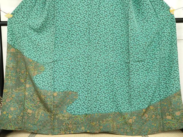 平和屋着物▽訪問着　単衣　更紗地紙花文　金彩　正絹　逸品　AABI7217cs