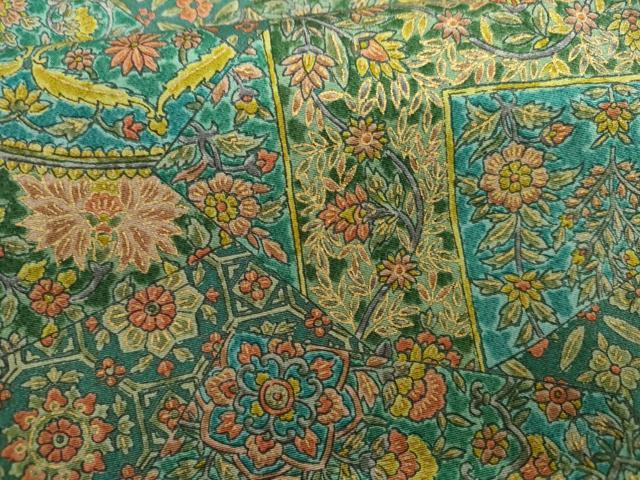 平和屋着物▽訪問着　単衣　更紗地紙花文　金彩　正絹　逸品　AABI7217cs