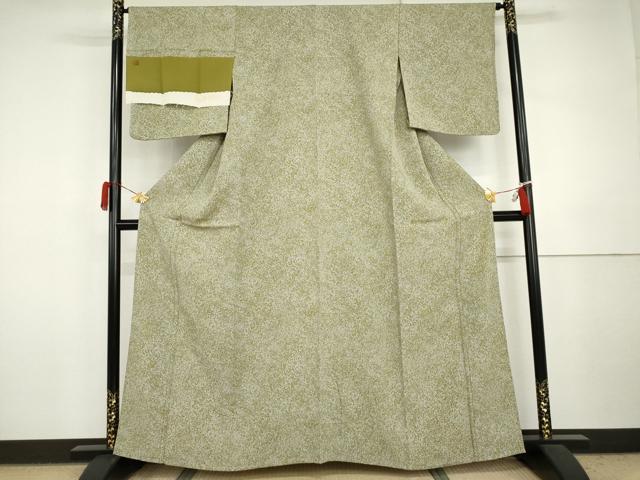 平和屋着物▽上質な小紋　単衣　作家物　霞文　丹後ちりめん　反端付き　正絹　逸品　AABI7221cs