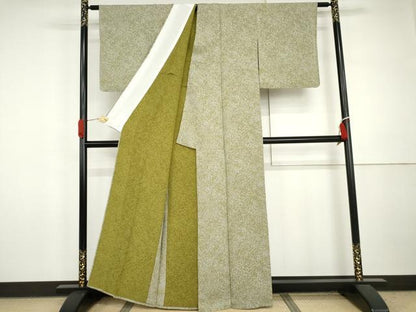 平和屋着物▽上質な小紋　単衣　作家物　霞文　丹後ちりめん　反端付き　正絹　逸品　AABI7221cs