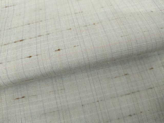 平和屋着物▽古紅花玉紬　単衣　格子　反端付き　正絹　逸品　AABI7223cs