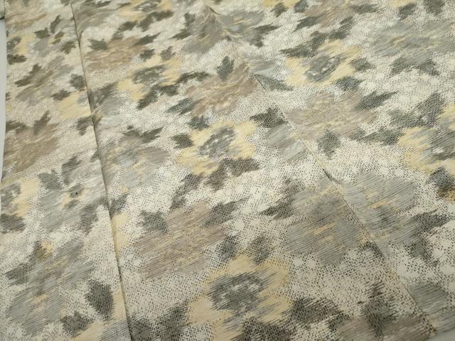 平和屋着物▽上質な紬　単衣　草花文　正絹　逸品　AABI7224cs