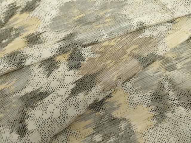 平和屋着物▽上質な紬　単衣　草花文　正絹　逸品　AABI7224cs