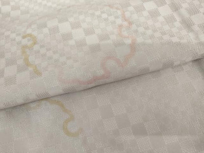平和屋着物▽上質な小紋　単衣　和紗羅　紗織　手染め　雪輪文　反端付き　正絹　逸品　AABI7225cs