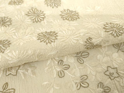 平和屋着物▽訪問着　単衣　総刺繍　枝花文　金糸　正絹　逸品　AABI7228cs