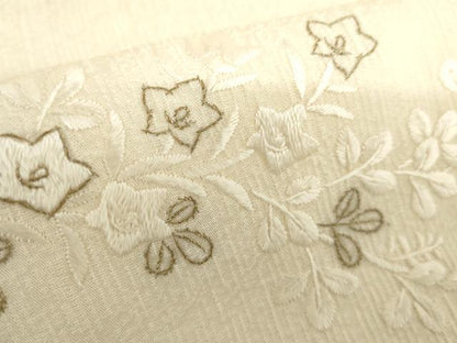平和屋着物▽訪問着　単衣　総刺繍　枝花文　金糸　正絹　逸品　AABI7228cs