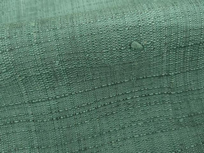 平和屋着物▽上質な紬　単衣　色無地　木賊色　正絹　逸品　AABI7234cs