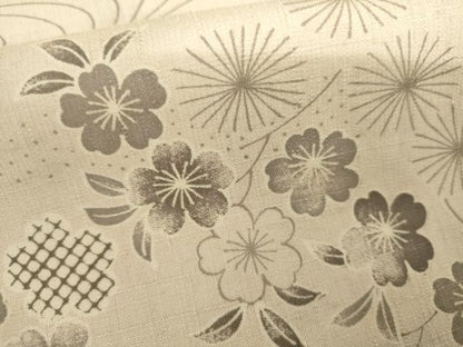 平和屋着物▽上質な紬　単衣　風景草花文　さが美扱い　正絹　逸品　AABI7236cs
