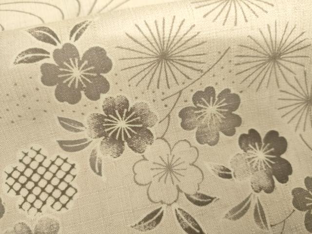 平和屋着物▽上質な紬　単衣　風景草花文　さが美扱い　正絹　逸品　AABI7236cs