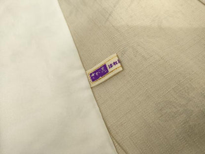 平和屋着物▽上質な紬　単衣　風景草花文　さが美扱い　正絹　逸品　AABI7236cs