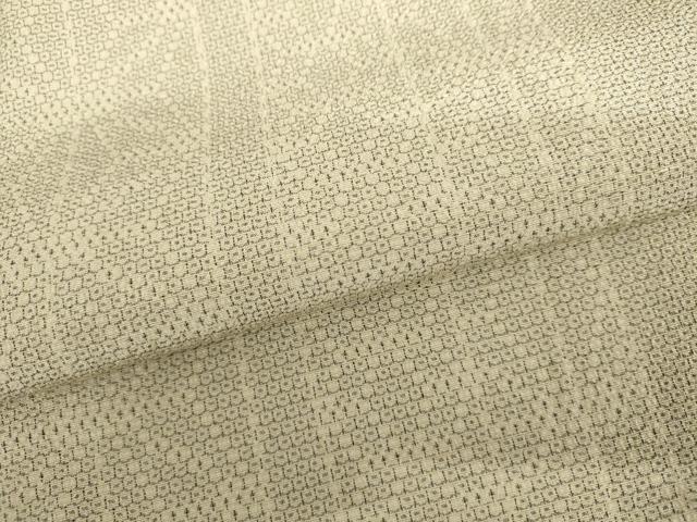 平和屋着物▽本塩沢　単衣　110亀甲　麻の葉間道　正絹　逸品　AABI7238cs