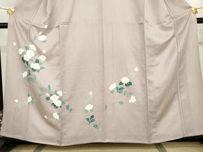 平和屋着物▽訪問着　単衣　枝花文　正絹　逸品　AABI7241cs
