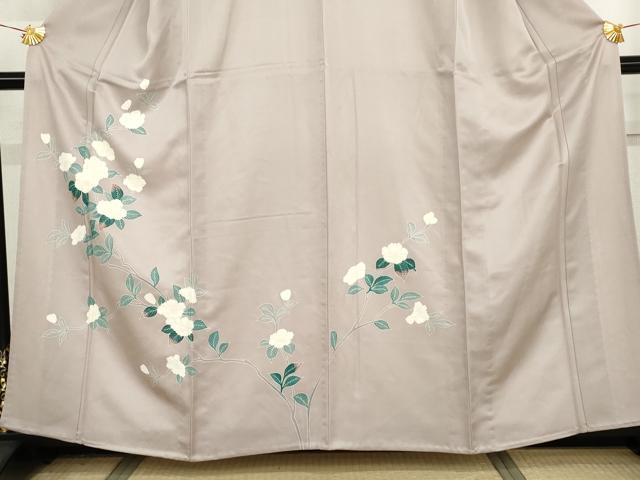 平和屋着物▽訪問着　単衣　枝花文　正絹　逸品　AABI7241cs